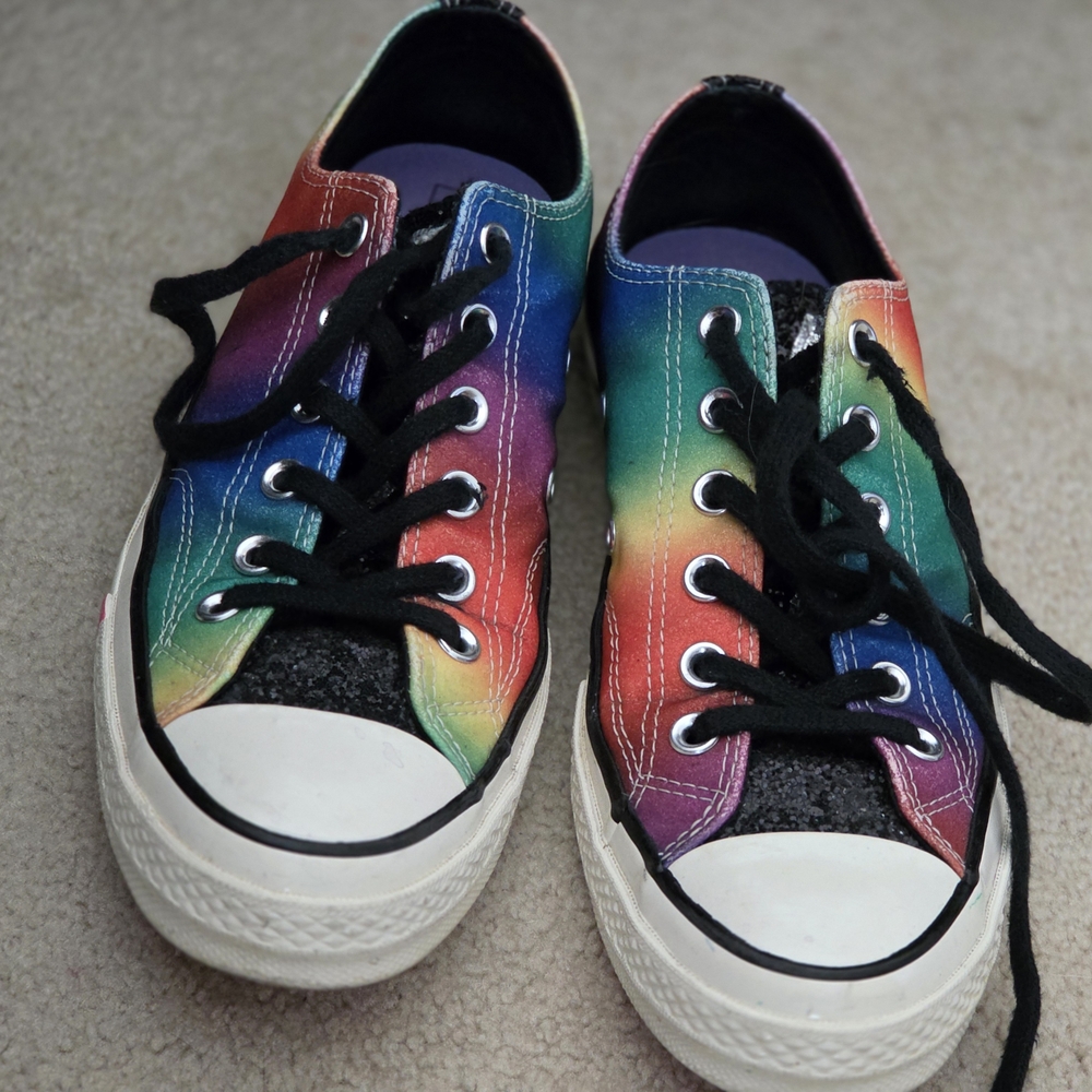 Converse Chucks Rainbow Canvas Sneakers, Sz 7
